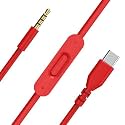 Replacement USB C to 3.5mm Audio Cable Compatible with Beats Solo 4, Solo3, Solo2, Studio Pro, Studio3/2, Pro, Mixr, Aux Cord with Inline Mic and Volume Control for iPhone 15/16, iPad, PC (Red)