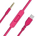 Replacement USB C to 3.5mm Audio Cable Compatible with Beats Solo 4, Solo3, Solo2, Studio Pro, Studio3/2, Pro, Mixr, Aux Cord with Inline Mic and Volume Control for iPhone 15/16, iPad, PC (Pink)
