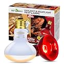 REPTI ZOO 100W Reptile Heat Lamp Bulbs Combo, Upgraded 2 Pack Day & Night Basking Spot Light, UVA Daylight Heating Lamp & Infrared Heat Lamp for Reptiles & Amphibians