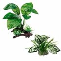 Moonorange Reptile Artificial Plants, Terrarium Plants Decorations Supplies, Aquarium Fish Tank Plant, Amphibian Habitat Hideout Tank Accessories (M Set-2pcs/G)