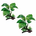 Moonorange Reptile Artificial Plants, Terrarium Plants Decorations Supplies, Aquarium Fish Tank Plant, Amphibian Habitat Hideout Tank Accessories (M Set-2pcs/F)