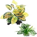 Moonorange Reptile Artificial Plants, Terrarium Plants Decorations Supplies, Aquarium Fish Tank Plant, Amphibian Habitat Hideout Tank Accessories (M Set-2pcs/C)