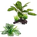 Moonorange Reptile Artificial Plants, Terrarium Plants Decorations Supplies, Aquarium Fish Tank Plant, Amphibian Habitat Hideout Tank Accessories (M Set-2pcs/E)