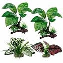 Moonorange Reptile Artificial Plants, Terrarium Plants Decorations Supplies, Aquarium Fish Tank Plant, Amphibian Habitat Hideout Tank Accessories (M Set-4pcs/G)