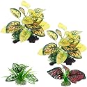 Moonorange Reptile Artificial Plants, Terrarium Plants Decorations Supplies, Aquarium Fish Tank Plant, Amphibian Habitat Hideout Tank Accessories(M Set-4pcs/C)