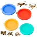 Reptile Dish Shallow Plate Bowls, 4Pack Soft Silicone Gecko Feeder