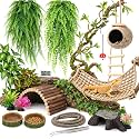 Reptile Plants for Bearded Dragon Tank Accessories, 19 PCS Reptile Decor