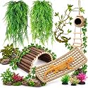 Reptile Plants for Bearded Dragon Tank Accessories, 13 PCS Reptile Decor