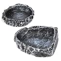 Reptile Water Dish Food Bowl for Bearded Dragon Tank Accessories, Reptile Rock Feeder for Tank 2 Pack Corner Resin Terrarium Bowl for Leopard Gecko Hermit Crab Tortoise Snake, Black