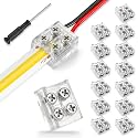 RESHAKE 15 Pack LED Strip Connectors 2 Pin 8mm Solderless, Transparent LED Tape Light Connectors, Strip to Wire LED Connectors with Screwdriver for 12V 24V Single Color COB/SMD LED Light Strips