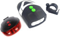 RESHNE Bicycle 3 LED Front Head Light & Loud Horn Bell and LED Front Rear Light Combo