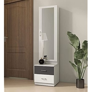 engineered wood quality assured furniture modern dressing table with 2 drawer already assembled h72 x l16x d24 white