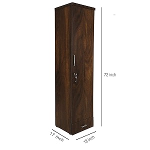 engineered wood quality single door wardrobe with one draweralready assembled size 72x 18x 17 inches hlw wardrobe brown