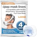 resplabs CPAP Mask Liners - Compatible with Philips Respironics DreamWear Full Face Masks, Large - Reusable, Washable Cushion Covers - 4 Liner Pack
