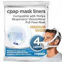 resplabs CPAP Mask Liners - Compatible with Philips Respironics DreamWear Full Face Masks, Medium Wide - Reusable, Washable Cushion Covers - 4 Liner Pack
