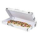 Restaurantware-Eco Pie 16 x 8 x 1 Inch Flatbread Takeaway Boxes, 50 Disposable Corrugated Pizza Boxes - Sturdy, Newsprint And White Paper Pizza Box, For Flatbreads, Ideal for Restaurants