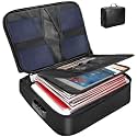 RESTIVO Fireproof Waterproof Document Bag with Lock - Portable Waterproof Document Organizer for Important File - Fire Proof Travel Storage Case with Zipper for Laptop,Passport,Certificates Black.