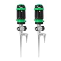 RESTMO 2 Pack Gear Drive Sprinkler with Step Spike Base, Green