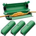 Restmo 4 Pack Compact Outdoor Extension Cord Cover, IP44 Waterproof Box and Safety Housing Case, Ideal to Protect Outdoor Plugs, Electrical Connections, Holiday Decoration Lights, Size Small, Green