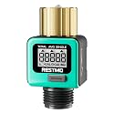 RESTMO Water Flow Meter with Brass Inlet Metal Thread, Measure Gallon/Liter Consumption and Flow Rate for Outdoor Garden Hose Watering, RV Water Tank Filling, Lawn Sprinkler and Nozzle Sprayer