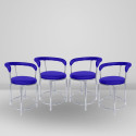 Restwell 173 Stool with Comfortable Cushion Seat|Chrome Steel Frame Chair For Outdoor Use Metal Outdoor Chair