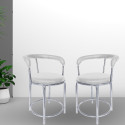 Restwell 173 Stool with Comfortable Cushion Seat|Chrome Steel Frame Chair For Outdoor Use Metal Outdoor Chair
