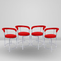 Restwell 173 Stool with Comfortable Cushion Seat|Chrome Steel Frame Chair For Outdoor Use Metal Outdoor Chair