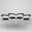 Restwell 173 Stool with Comfortable Cushion Seat|Chrome Steel Frame Chair For Outdoor Use Metal Outdoor Chair