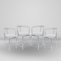 Restwell 173 Stool with Comfortable Cushion Seat|Chrome Steel Frame Chair For Outdoor Use Metal Outdoor Chair