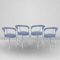 Restwell 173 Stool with Comfortable Cushion Seat|Chrome Steel Frame Chair For Outdoor Use Metal Outdoor Chair