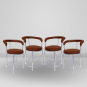 Restwell 173 Stool with Comfortable Cushion Seat|Chrome Steel Frame Chair For Outdoor Use Metal Outdoor Chair
