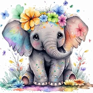 retailio 5d diamond painting kit 35 x 35 cm diamond painting kit for adults amp kids very suitable for home leisure and wall decoration cute elephant