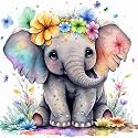 Retailio 5D Diamond Painting Kit, 35 x 35 cm Diamond Painting Kit for Adults &amp; Kids, Very Suitable for Home Leisure and Wall Decoration (Cute Elephant)