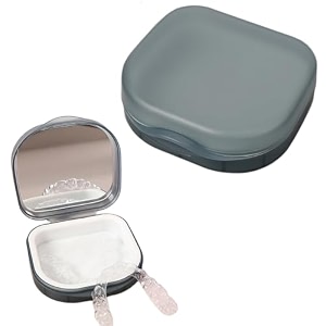 retainer case denture box with mirror grey without braces