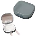 Retainer Case Denture Box With Mirror (Grey, Without Braces)
