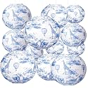 Retisee 12 Pcs 10'' Blue Safari Toile De Jouy Paper Lantern Party Supplies