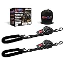 Retractable Motorcycle Tie Down Straps, 1" x 10' with Fleece Sleeves