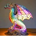 Neioaas Retro Dragon Stained Resin Table Lamp for Home Décor