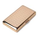 Retro Metal Cigarette Case - Women and Men ，Portable Pocket Carrying Cigarette Box Case-Double Sided Spring Clip Open Pocket，Holds 14 Regular Size Cigarettes for 100mm Cigarettes (Gold)