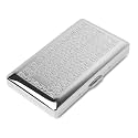 Retro Metal Cigarette Case - Women and Men,Portable Double Sided Spring Clip,Holds 14 Regular Size Cigarettes for 100mm Cigarettes (Silver)