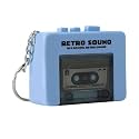 Retro Mini Tape Voice Recorder Ornament Keychain, Portable 40s Microcassette Retro Sound Player, Record Love Words/Music/Other Sounds, for Backpacks, Birthday and Valentine's Couple Gifts (Blue)