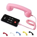 Retro Phone Receiver, Vintage Rotary Bluetooth Rotary Phone Receiver, for Video conferencing (Pink, Type-C)