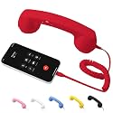 Retro Phone Receiver, Vintage Rotary Bluetooth Rotary Phone Receiver, for Video conferencing (red, Type-C)