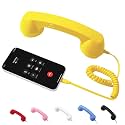 Retro Phone Receiver, Vintage Rotary Bluetooth Rotary Phone Receiver, for Video conferencing (Yellow, Type-C)