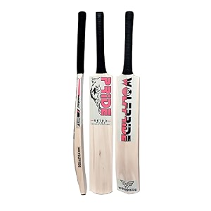 retro plus full size cricket bat ideal for age 15 yrs with anti scuff sheet toe and cover retro plus pink sticker amp pink grip himachal willow cricket bat