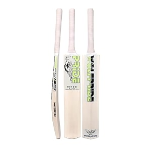 retro plus full size cricket bat ideal for age 15 yrs with anti scuff sheet toe and cover retro plus yellow sticker amp white grip kashmir willow cricket bat