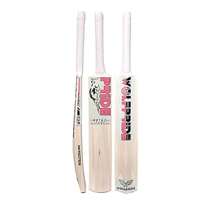 retro plus full size cricket bat ideal for age 15 yrs with anti scuff sheet toe and cover retro plus pink sticker amp white grip poplar willow cricket bat