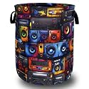 Retro Radio Tape Laundry Basket Oxford Cloth Foldable Hamper 18.9x16.5 Inch