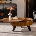 Retro Round Coffee Table with Storage and Solid Wood Legs, Timeless Design for Living Room &amp; Office (Natural, 31.5")
