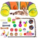 Retro Shaw 33Pcs Cat Toys for Indoor Cats, 2 Way Cat Game Tunnels
